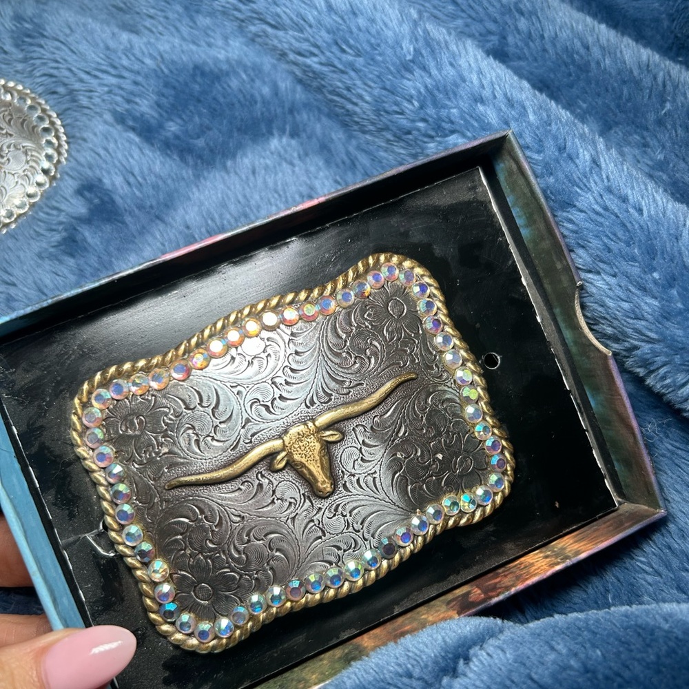 Nocona Gold and Silver Steer Western Belt Buckle